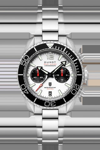 Orologio al quarzo in acciaio Tiburon - Cronografo - Argentato e nero - Duxot
