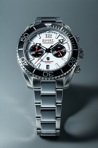 Orologio al quarzo in acciaio Tiburon - Cronografo - Argentato e nero - Duxot
