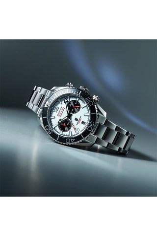 Orologio al quarzo in acciaio Tiburon - Cronografo - Argentato e nero - Duxot