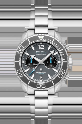 Orologio al quarzo in acciaio Tiburon - Cronografo - Argentato - Duxot