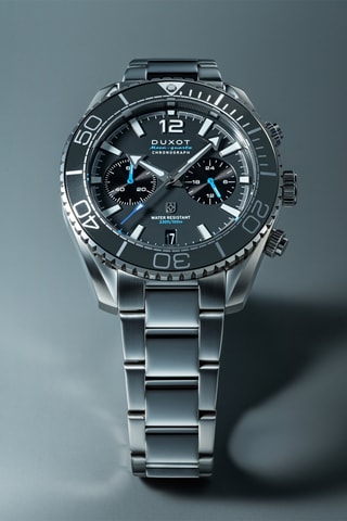 Orologio al quarzo in acciaio Tiburon - Cronografo - Argentato - Duxot