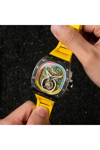 Orologio meccanico in gomma Viper - Giallo e nero - Nubeo