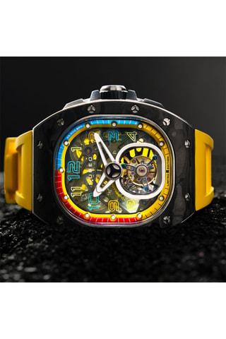 Orologio meccanico in gomma Viper - Giallo e nero - Nubeo