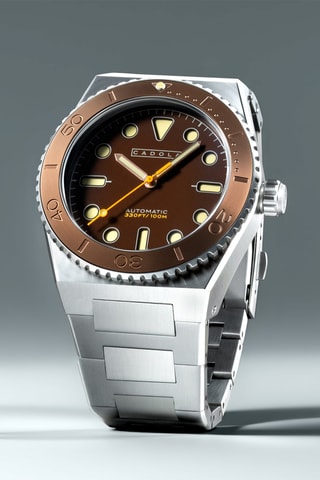 Orologio automatico in acciaio Farina - Argentato e marrone - Cadola