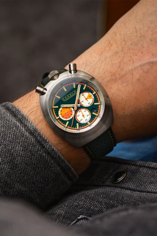 Orologio al quarzo in pelle Testa di Toro - Cronografo - Verde scuro - Cadola