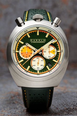 Orologio al quarzo in pelle Testa di Toro - Cronografo - Verde scuro - Cadola
