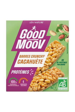 Barre crunchy bio Good Moov - Cacahuète - 3 x 35 g