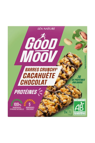 Barre crunchy bio Good Moov - Cacahuète chocolat - 3 x 35 g