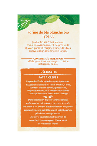 Paquet Farine de Blé blanche T 65 - 1 kg
