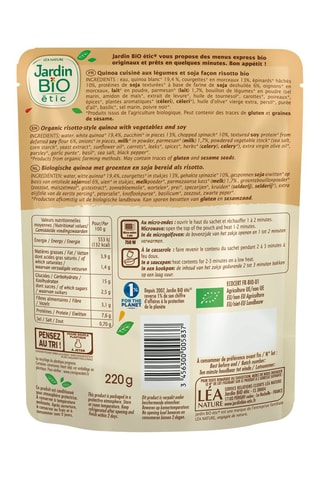Sachet Quinotto Légumes verts Parmesan - 220 g