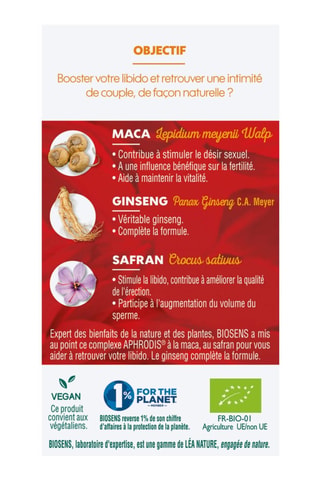 Aphrodis libido - 30 gélules - Cure de 15 prises