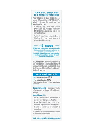 Crème riche hydratante 24H Bio - Peaux normales à sèches - Aloe vera - 50 ml