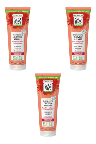 3 x Shampoing Cheveux Réparés Ricin et Collagène végétal - 250 ml