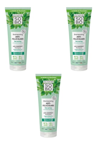 3 x Shampoing Anti-Pelliculaire Thé Vert Bio - 250 ml
