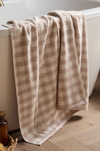 Toalla de baño Barton - Beige y blanco - 100 x 150 cm