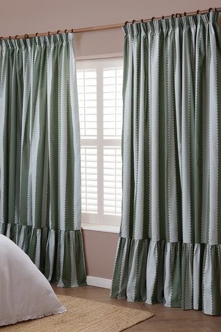 2 cortinas Birdie - Verde y gris - 117 x 137 cm