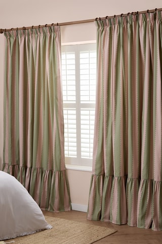2 cortinas - Rosa y verde - 168 x 183 cm