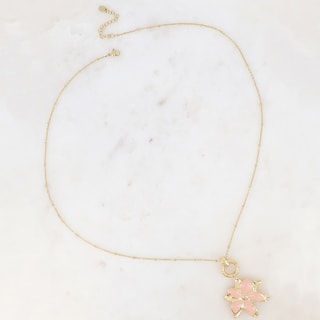 Collar Magnolia - Acero inoxidable dorado y esmalte