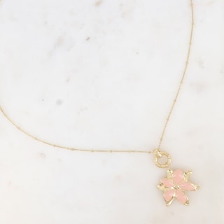 Collar Magnolia - Acero inoxidable dorado y esmalte