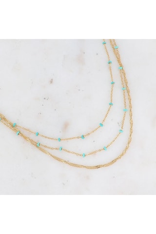 Collar Frédérique - Dorado y turquesa