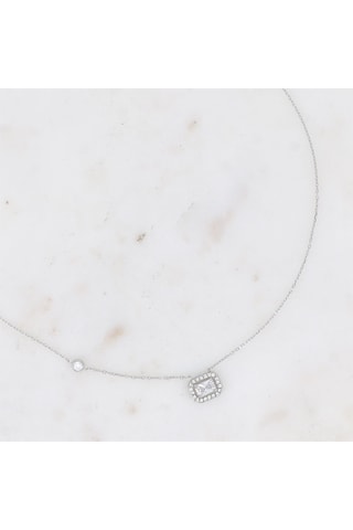 Collar - Plateado y blanco