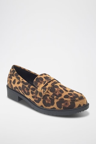 Mocasines con brillo de tacón - Camel