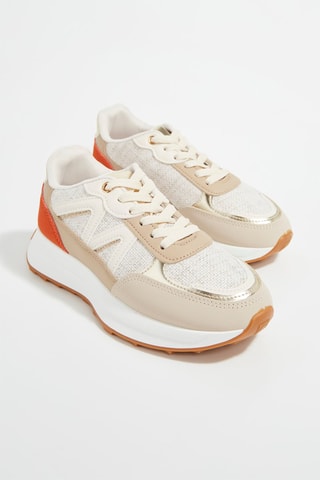 Zapatillas - Beige y rojo