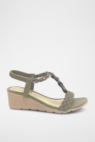 Sandalias de cuña - Caqui