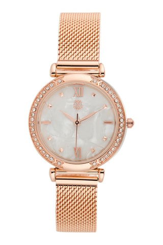 Montre à quartz en alliage - Doré rose et blanc