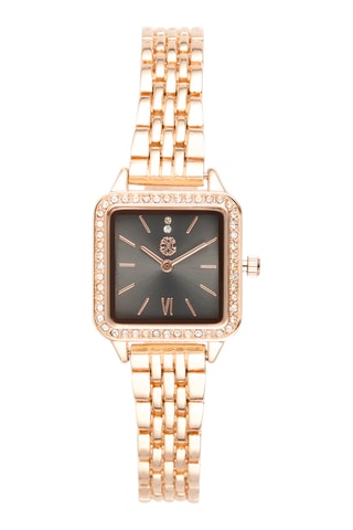 Montre à quartz en alliage - Doré rose et noir