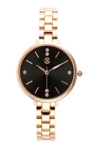 Montre à quartz en alliage - Doré rose et noir