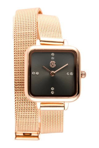 Montre à quartz en alliage - Doré rose et noir