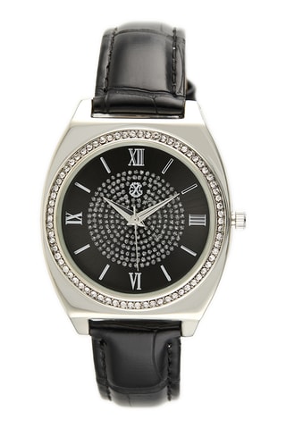 Montre à quartz en synthétique - Noir et argenté