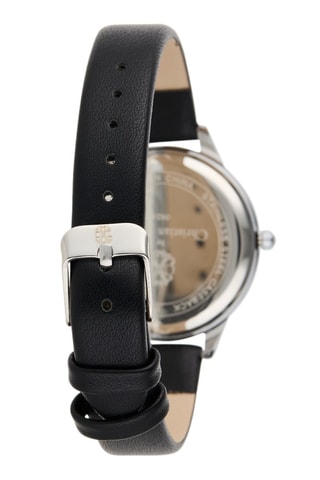 Montre à quartz en cuir synthétique - Noir et argenté