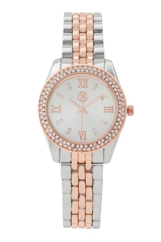 Montre à quartz en alliage Argenté et doré rose