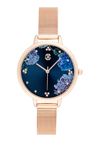 Montre à quartz en alliage Doré rose et bleu marine