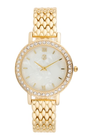Reloj de cuarzo de metal aleado - Dorado y blanco