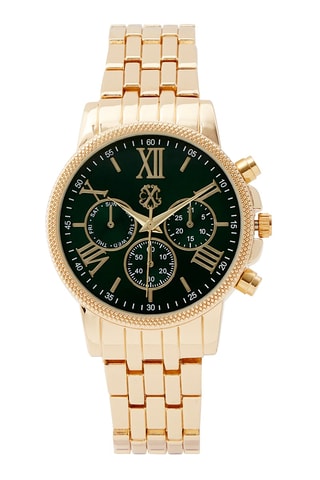 Montre à quartz en alliage - Compteur de petite seconde - Doré et vert foncé