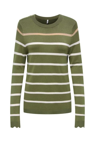 Pull - Vert olive et blanc
