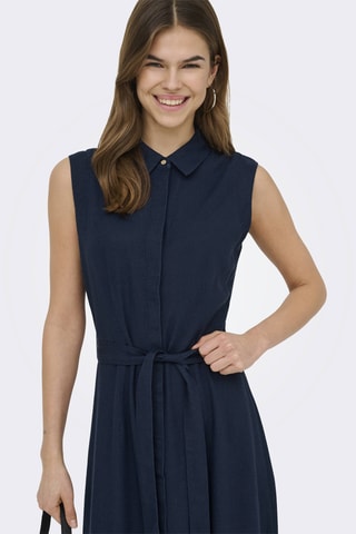 Robe chemise en lin - Bleu marine