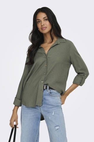 Chemisier loose en lin - Vert olive