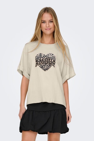 T-shirt regular en coton biologique - Beige