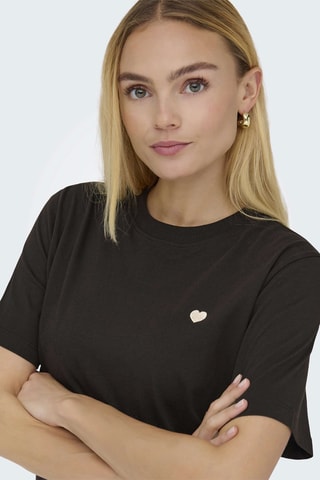 T-shirt regular en coton biologique - Marron foncé