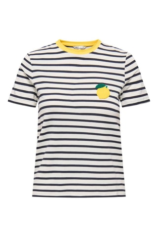 T-shirt regular - Blanc et bleu marine