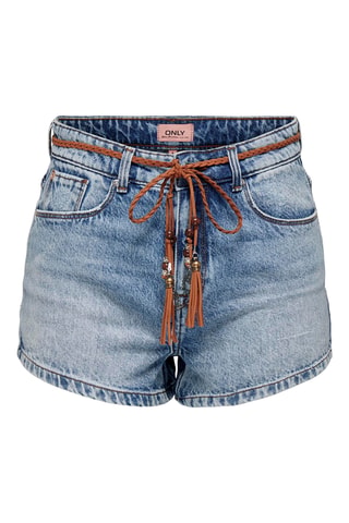 Short regular en jean en coton biologique taille haute - Bleu clair