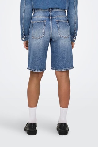 Short baggy en jean et coton biologique taille haute - Ciel