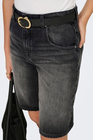 Short baggy en jean et coton biologique taille haute - Noir