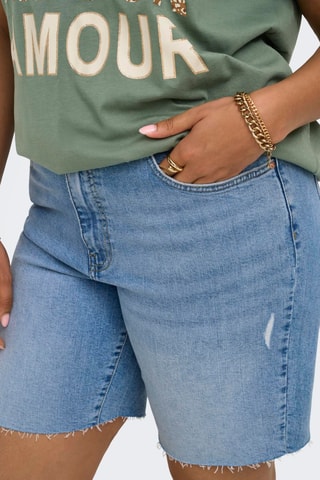 Short en jean regular taille haute - Bleu