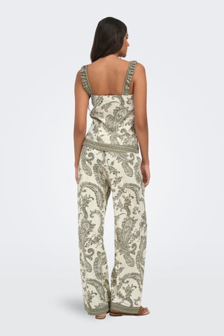 Pantalon regular en lin - Vert foncé