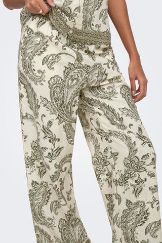 Pantalon regular en lin - Vert foncé